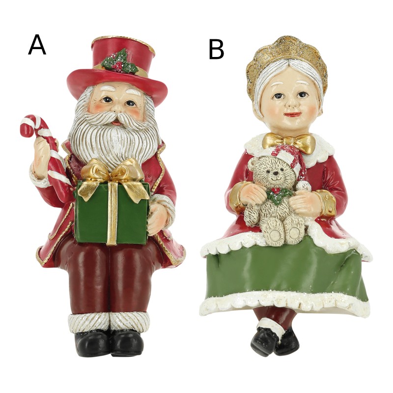 Santa and Mrs Santa sitting poly9x9x16,5cm