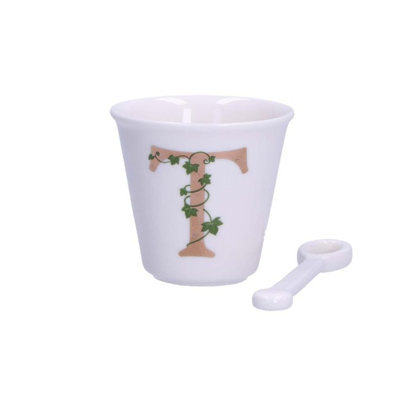 BICCHIERINO CON CUCCHIAINO LETTERA T