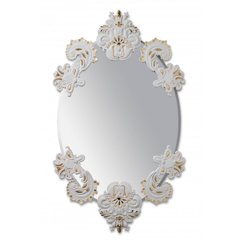 Specchio ovale senza cornice(bianco/oro)