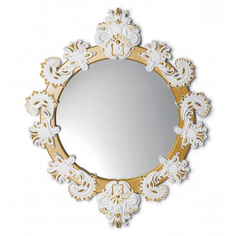 Specchio rotondo piccolo (Bianco / Oro)